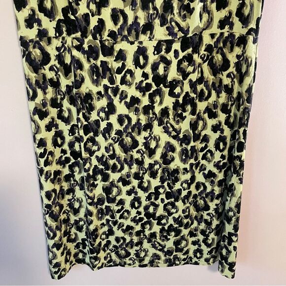 Ann Taylor Midi Dress Soft Stretch Jersey Knit Purple Leopard Print Cowl Size 14 - Picture 8 of 8